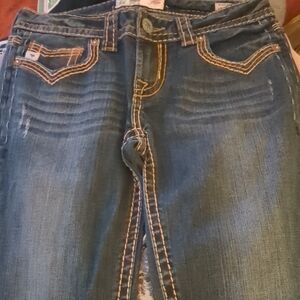 Mek Denim Flare Jeans Contrast Stitching